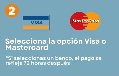 Paso 2: selecciona la opción Visa o Mastercard