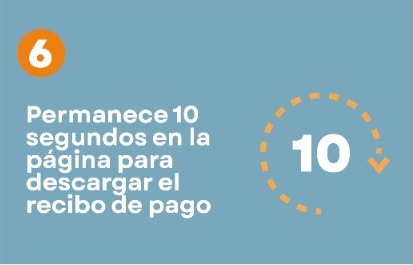 Paso 6: permanece 10 segundos en la página para descargar el recibo de pago